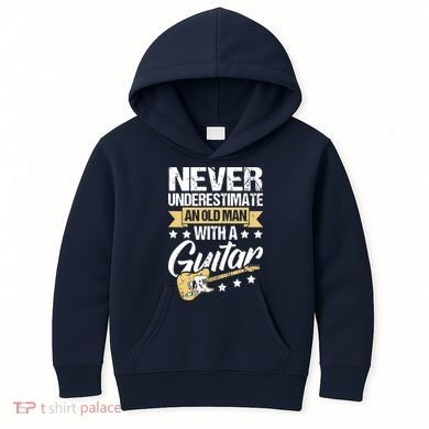 Never Underestimate An Old Man With A Guitar Guitar Kids Hoodie