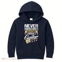 Never Underestimate An Old Man With A Guitar Guitar Kids Hoodie thumb 0