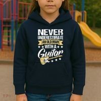 Never Underestimate An Old Man With A Guitar Guitar Kids Hoodie thumb 3