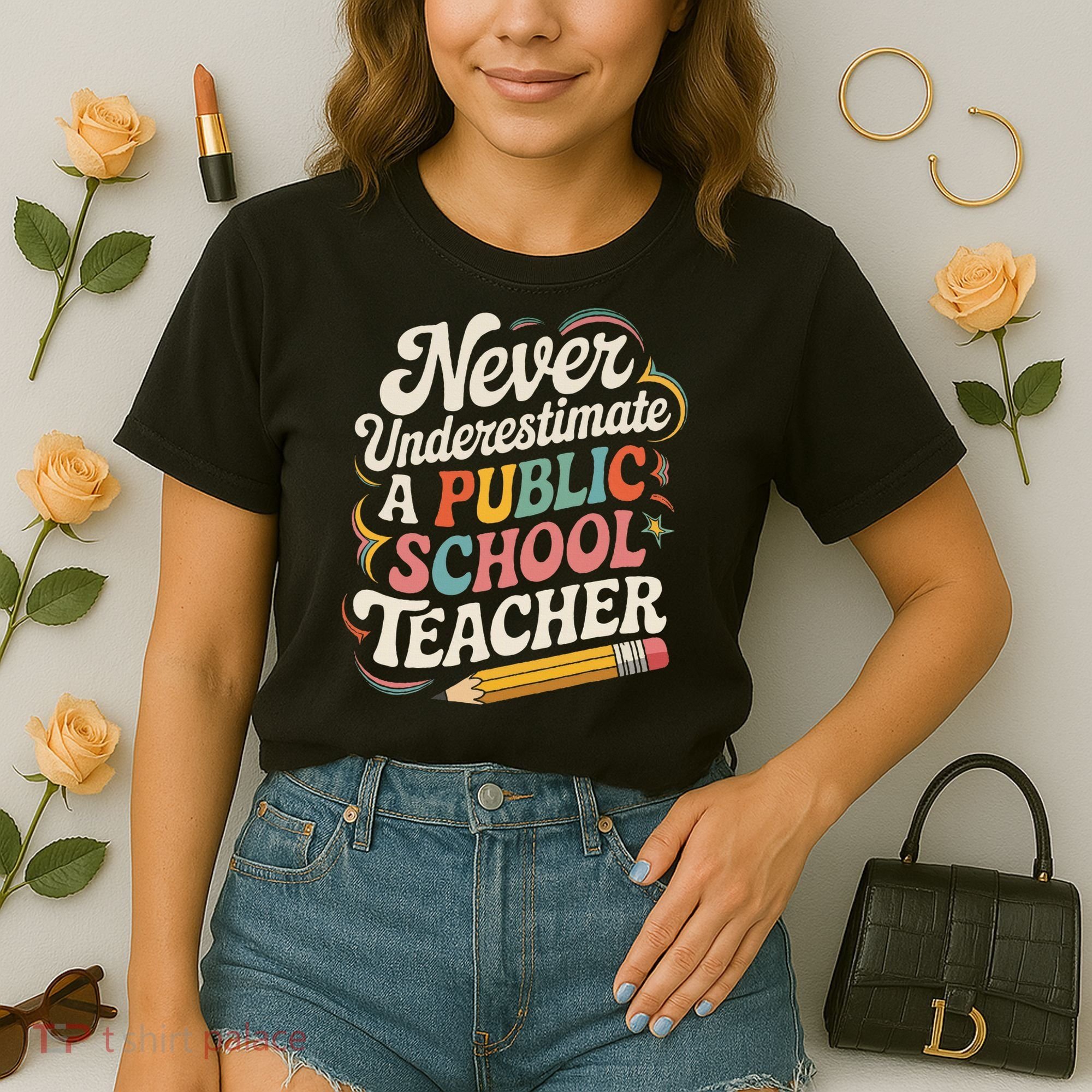 Never Underestimate A Public School Teacher Public Education Comfort Colors Boxy T-Shirt