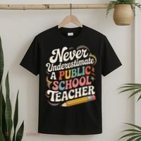 Never Underestimate A Public School Teacher Public Education T-Shirt thumb 2