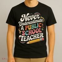 Never Underestimate A Public School Teacher Public Education T-Shirt thumb 3