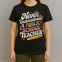 Never Underestimate A Public School Teacher Public Education T-Shirt thumb 4