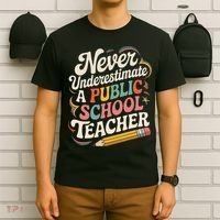 Never Underestimate A Public School Teacher Public Education T-Shirt thumb 6