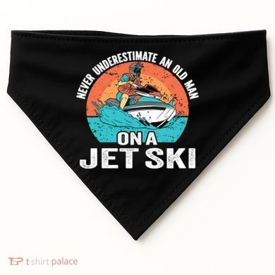 Never Underestimate And Old On A Jet Ski Gift USA-Made Doggie Bandana