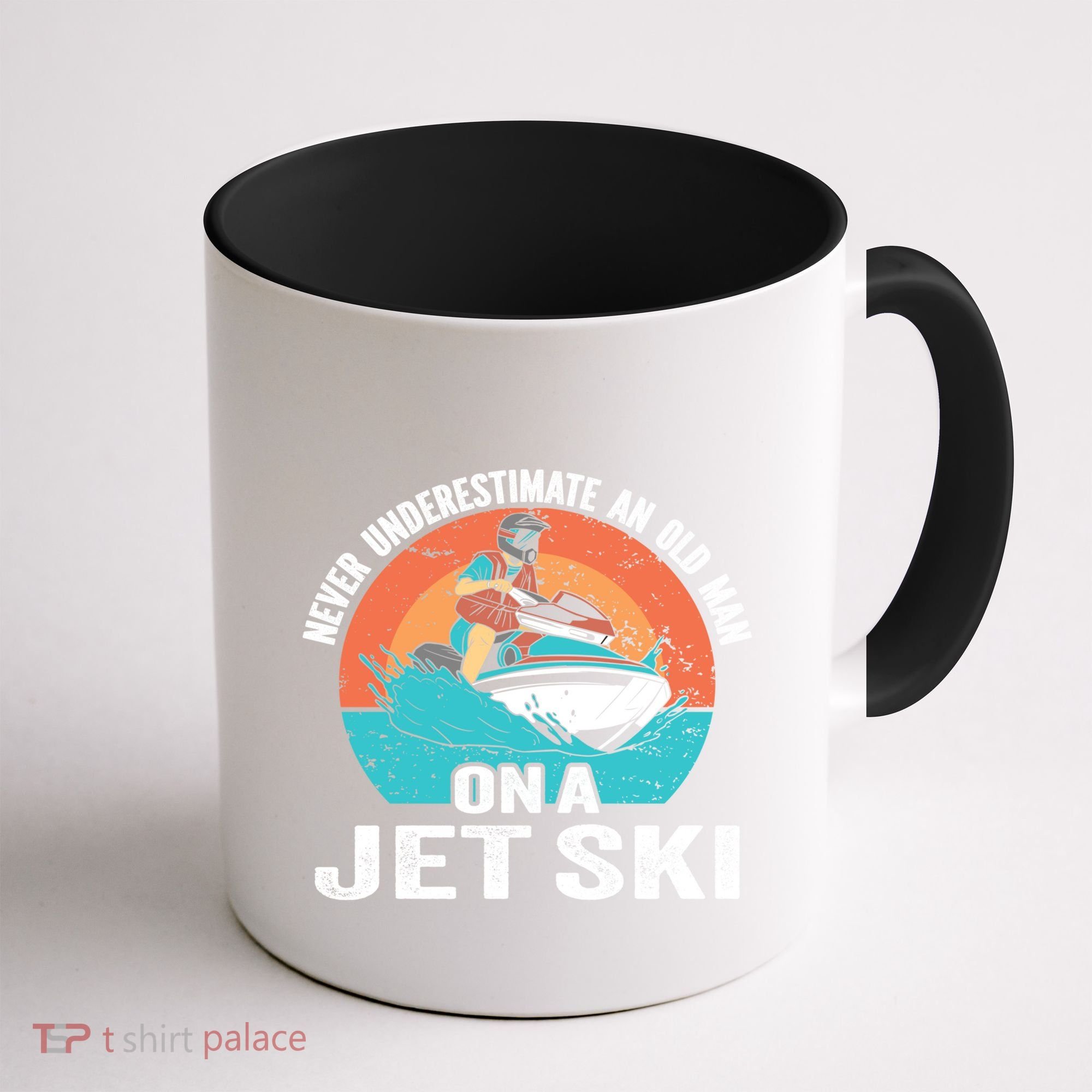 Never Underestimate And Old On A Jet Ski Gift Coffee Mug