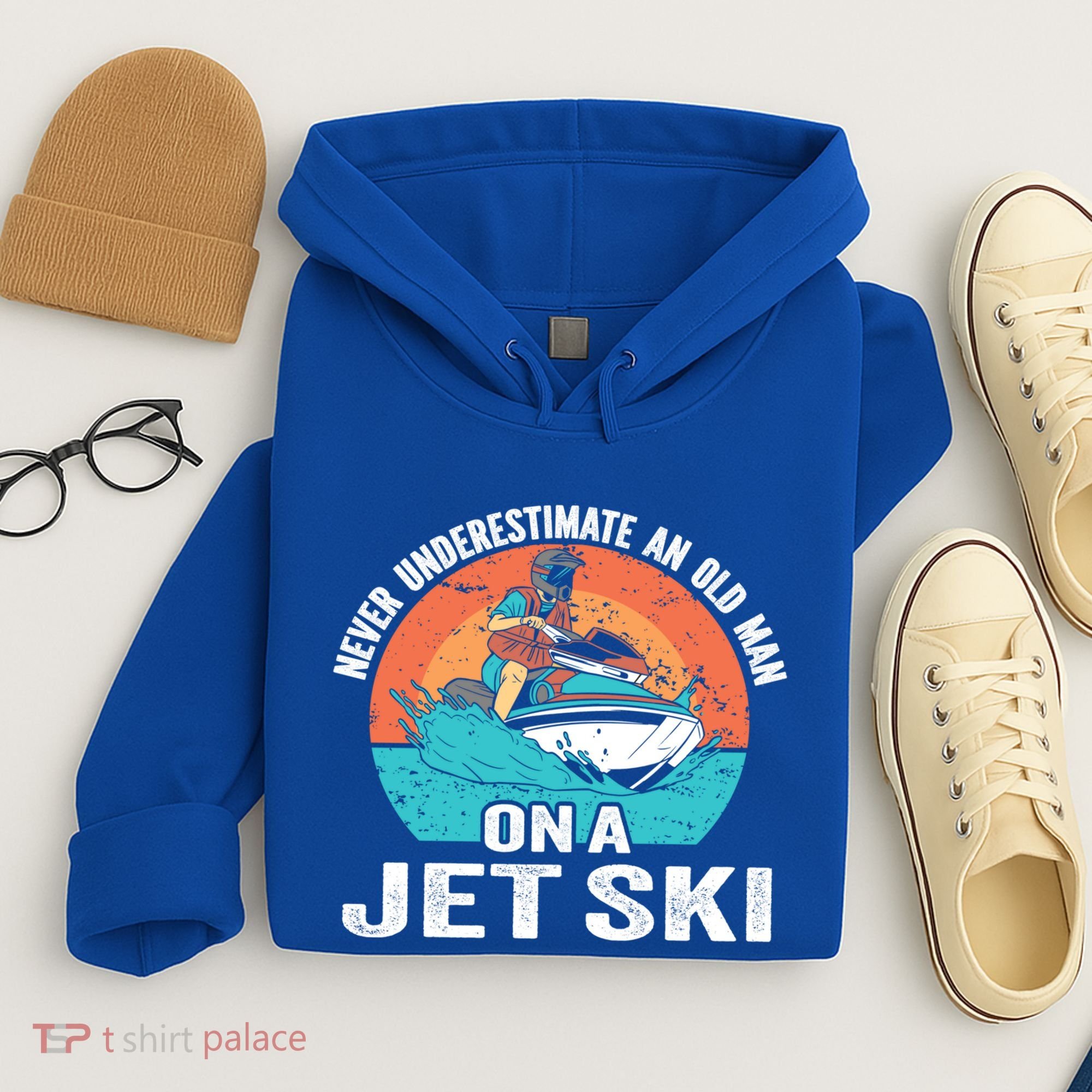 Never Underestimate And Old On A Jet Ski Gift Hoodie