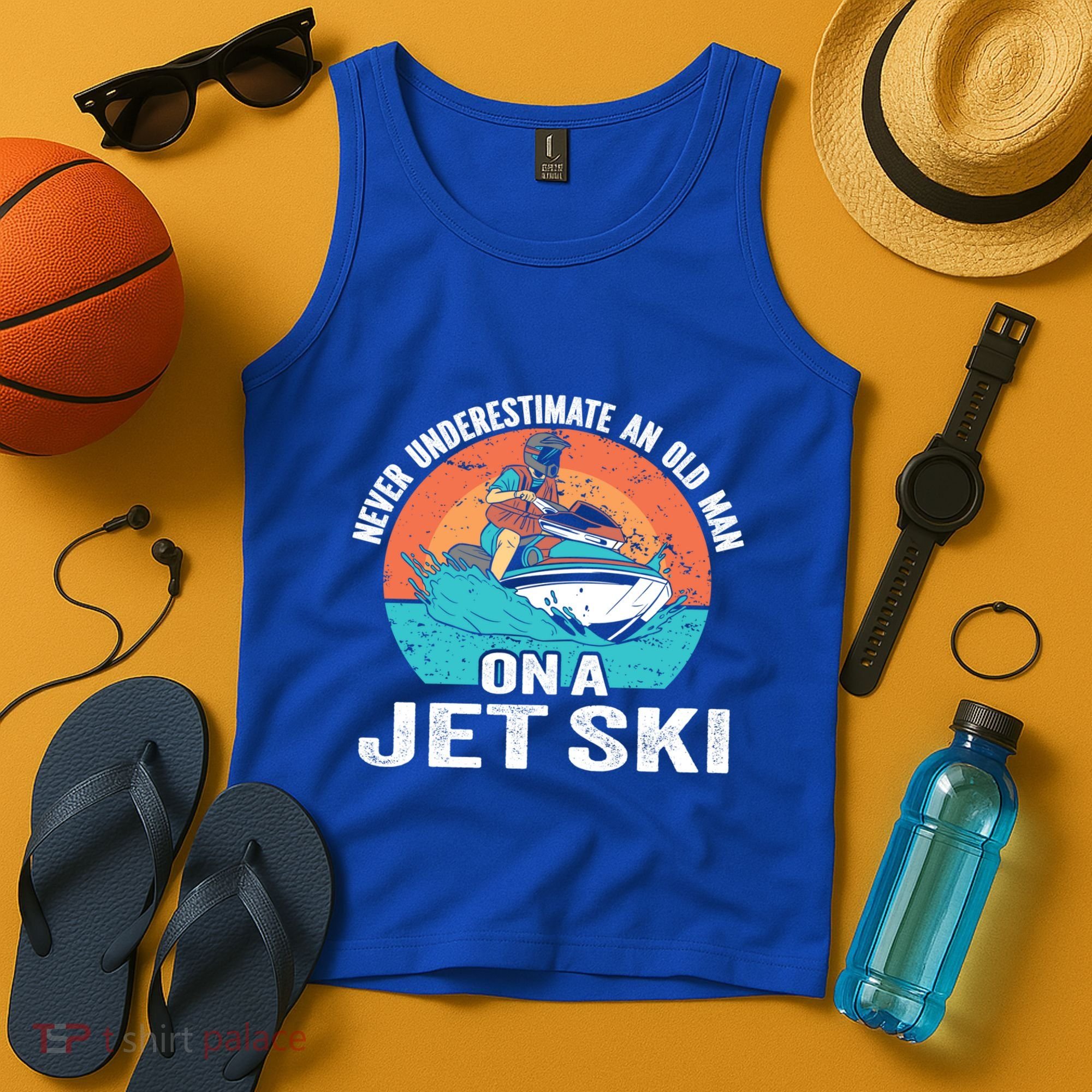 Never Underestimate And Old On A Jet Ski Gift Tank Top