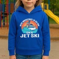 Never Underestimate And Old On A Jet Ski Gift Kids Hoodie thumb 3