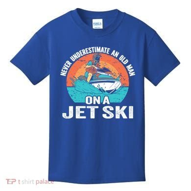 Never Underestimate And Old On A Jet Ski Gift Kids T-Shirt