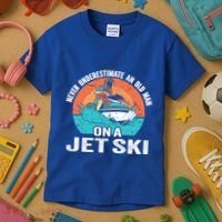 Never Underestimate And Old On A Jet Ski Gift Kids T-Shirt thumb 3