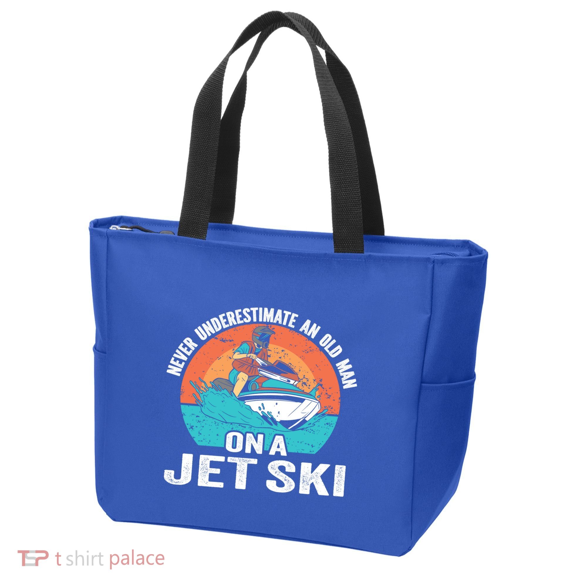Never Underestimate And Old On A Jet Ski Gift Tote Bag
