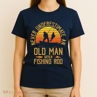 Never Underestimate An Old Man With A Fishing Rod Fisherman T-Shirt thumb 4