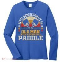 Never Underestimate An Old Man With A Pickleball Women's Long Sleeve Shirt thumb 0