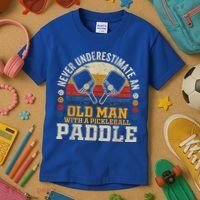 Never Underestimate An Old Man With A Pickleball Kids T-Shirt thumb 3