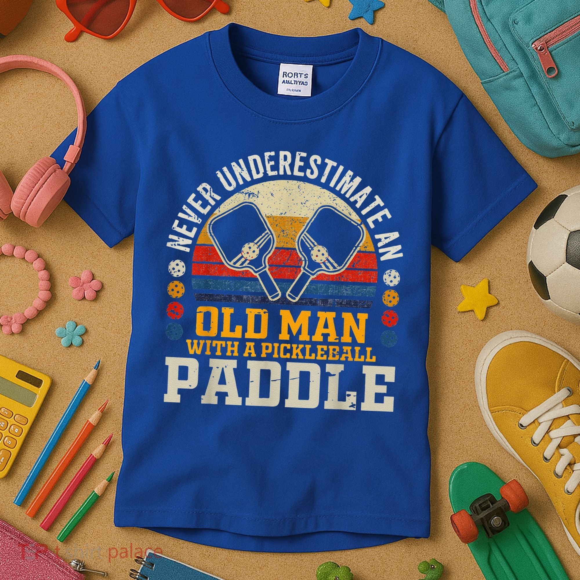Never Underestimate An Old Man With A Pickleball Kids T-Shirt
