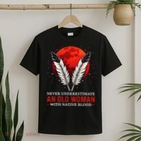 Never Underestimate An Old Woman With Native Blood American T-Shirt thumb 2