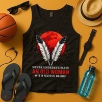Never Underestimate An Old Woman With Native Blood American Tank Top thumb 4