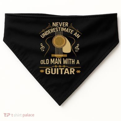 Never Underestimate An Old Man With A Guitar Acoustic Player USA-Made Doggie Bandana