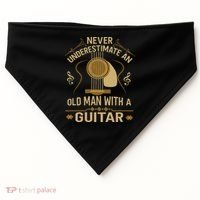 Never Underestimate An Old Man With A Guitar Acoustic Player USA-Made Doggie Bandana thumb 0