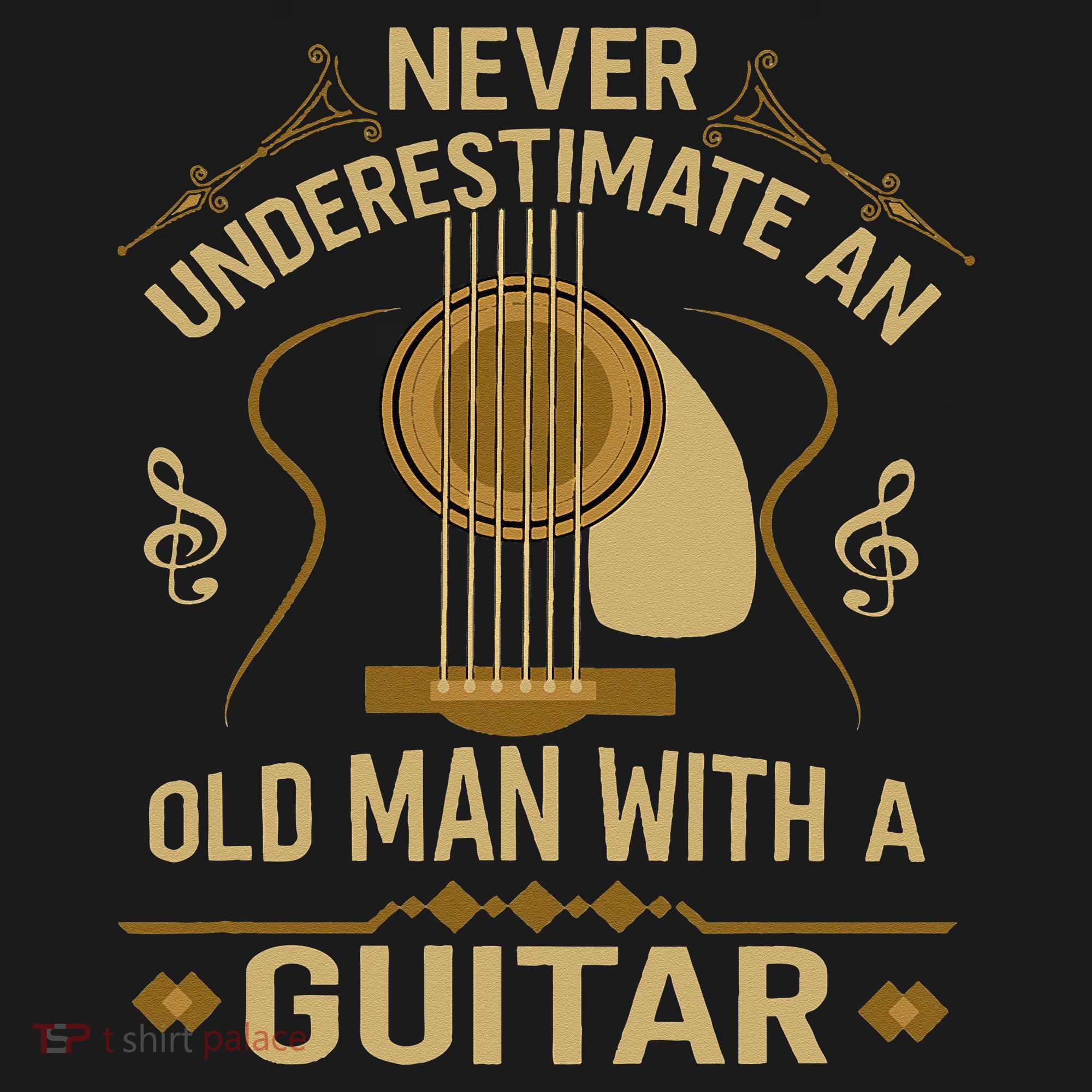 Never Underestimate An Old Man With A Guitar Acoustic Player Ornament