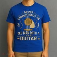 Never Underestimate An Old Man With A Guitar Acoustic Player T-Shirt thumb 3