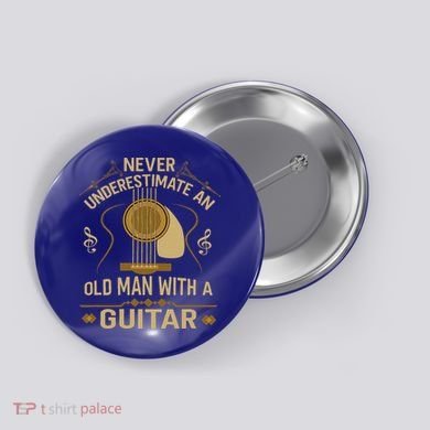 Never Underestimate An Old Man With A Guitar Acoustic Player Button