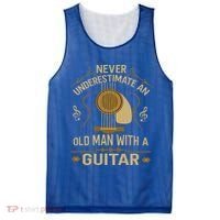 Never Underestimate An Old Man With A Guitar Acoustic Player Mesh Reversible Basketball Jersey Tank thumb 0
