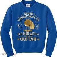 Never Underestimate An Old Man With A Guitar Acoustic Player Kids Sweatshirt thumb 0
