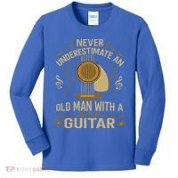 Never Underestimate An Old Man With A Guitar Acoustic Player Kids Long Sleeve Shirt thumb 0