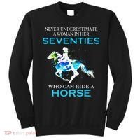 Never Underestimate A Woman In Her Seventies Ride A Horse Sweatshirt thumb 0