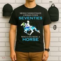 Never Underestimate A Woman In Her Seventies Ride A Horse T-Shirt thumb 6