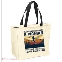 Never Underestimate A Woman Who Loves Trail Running Tote Bag thumb 2