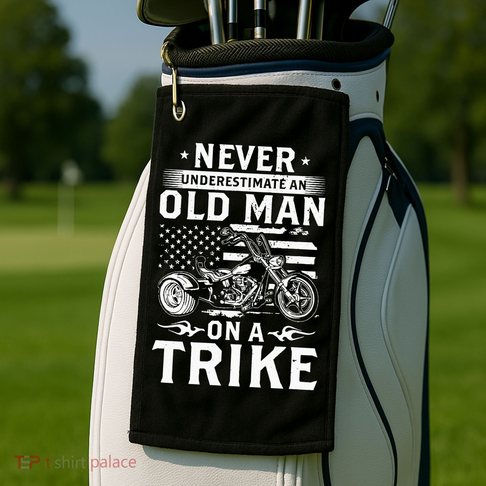 Never Underestimate An Old Man On A Trike Trike Triker Golf Towel