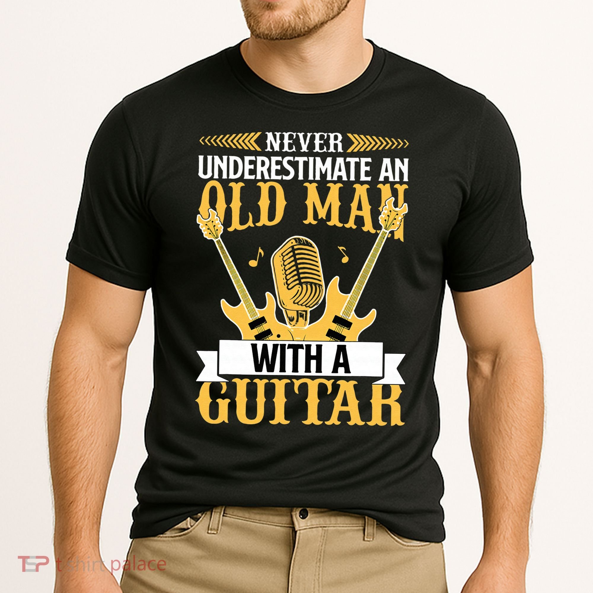 Never Underestimate An Old Man With A Guitar Guitarist  Cooling Performance Crew T-Shirt