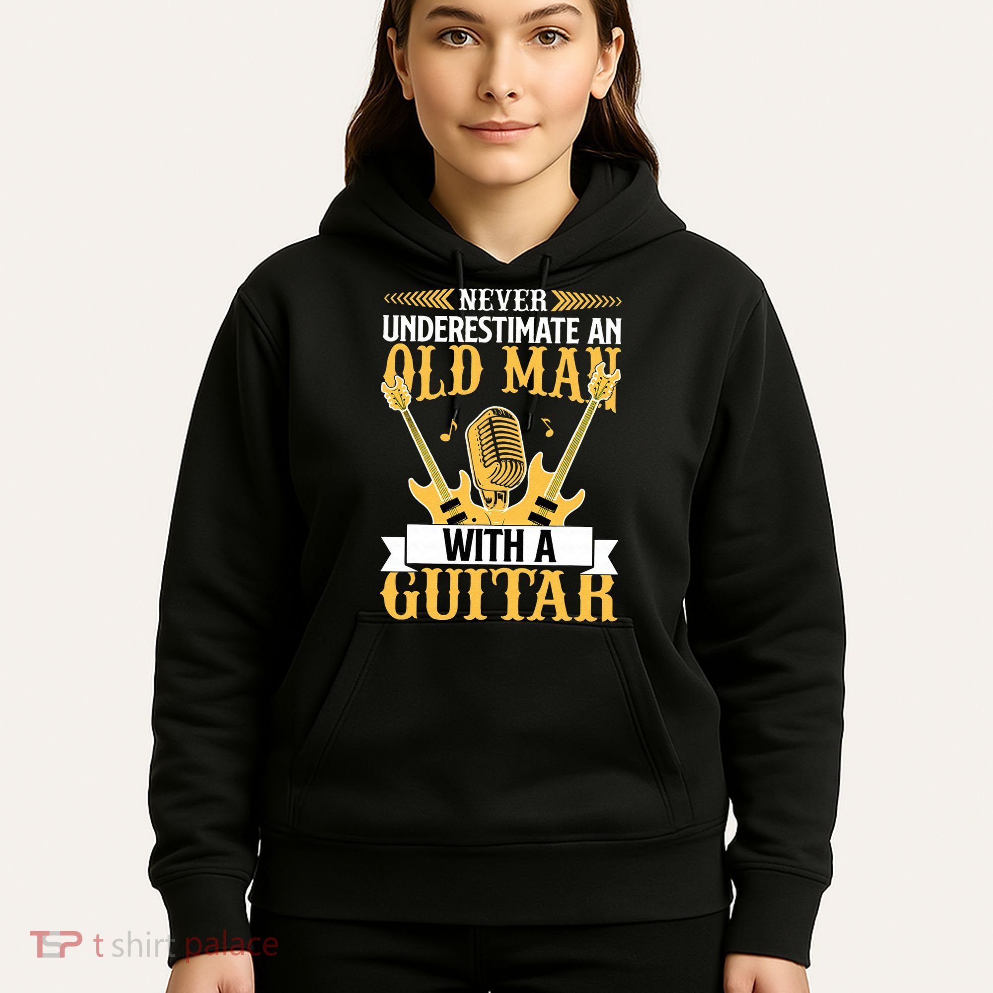 Never Underestimate An Old Man With A Guitar Guitarist  Hoodie