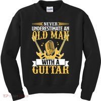 Never Underestimate An Old Man With A Guitar Guitarist  Kids Sweatshirt thumb 0