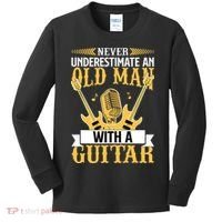 Never Underestimate An Old Man With A Guitar Guitarist  Kids Long Sleeve Shirt thumb 0