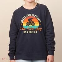 Never Underestimate An Old Guy On A Bicycle Cycling Women's Sweatshirt thumb 0