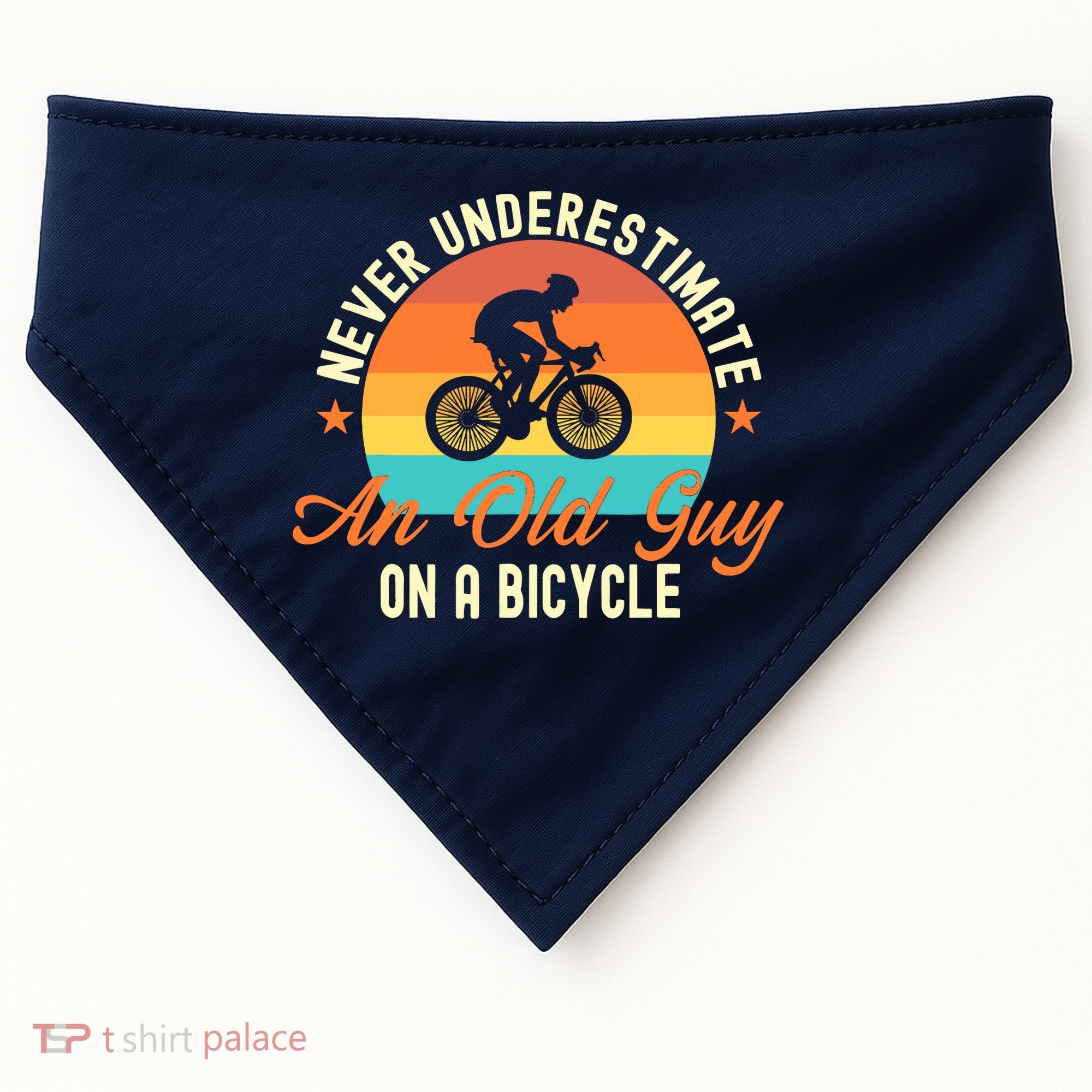 Never Underestimate An Old Guy On A Bicycle Cycling USA-Made Doggie Bandana
