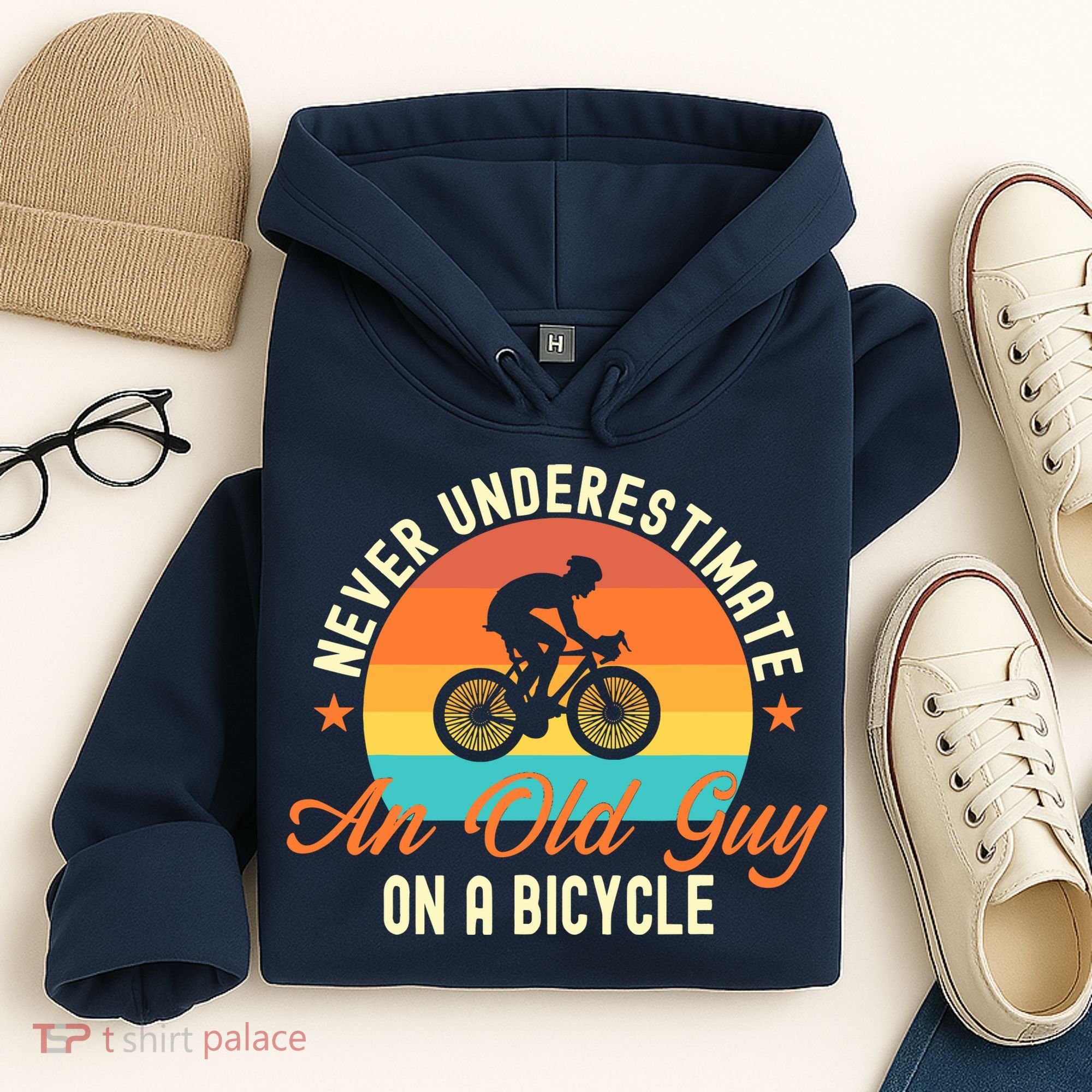 Never Underestimate An Old Guy On A Bicycle Cycling Hoodie