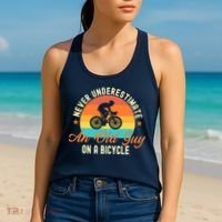 Never Underestimate An Old Guy On A Bicycle Cycling Women's Tank Top thumb 2