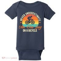 Never Underestimate An Old Guy On A Bicycle Cycling Baby Bodysuit thumb 0