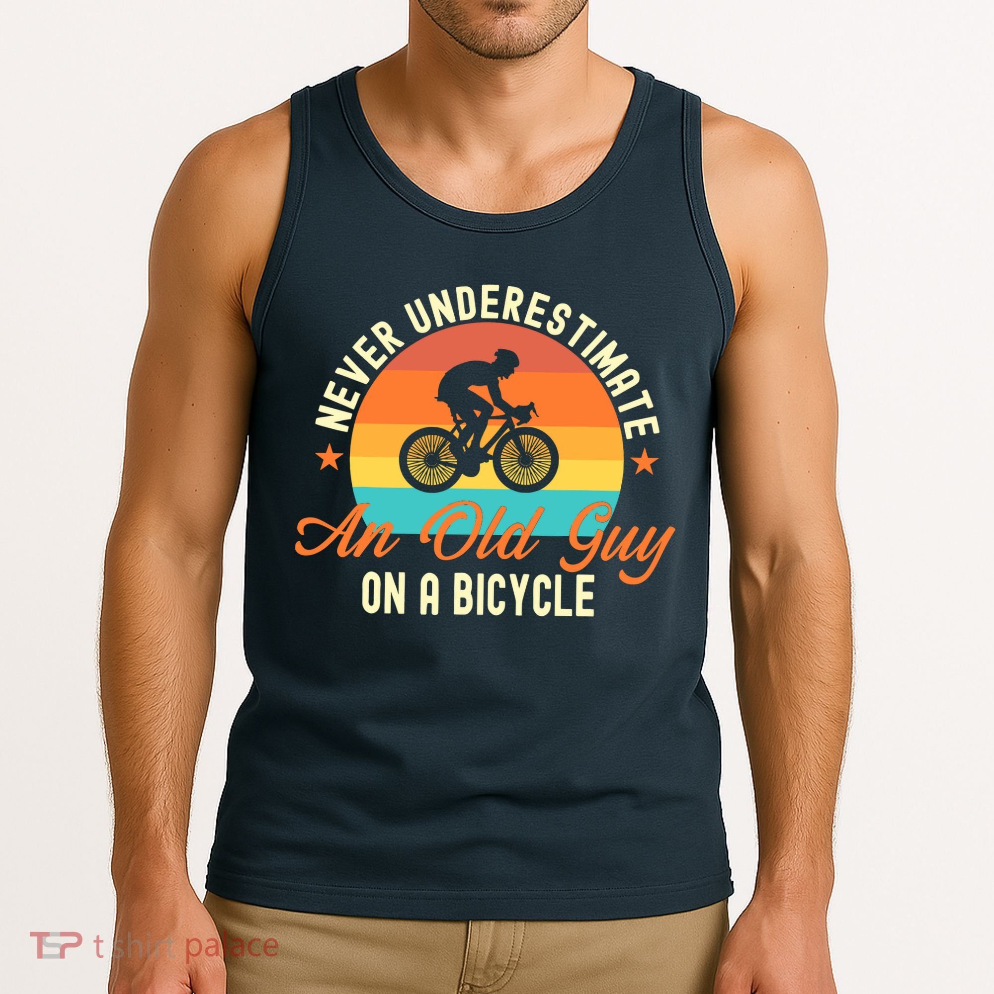 Never Underestimate An Old Guy On A Bicycle Cycling Tank Top