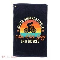 Never Underestimate An Old Guy On A Bicycle Cycling Golf Towel thumb 0