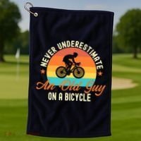 Never Underestimate An Old Guy On A Bicycle Cycling Golf Towel thumb 1
