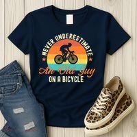 Never Underestimate An Old Guy On A Bicycle Cycling Women's T-Shirt thumb 3