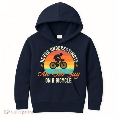 Never Underestimate An Old Guy On A Bicycle Cycling Kids Hoodie