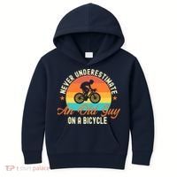 Never Underestimate An Old Guy On A Bicycle Cycling Kids Hoodie thumb 0