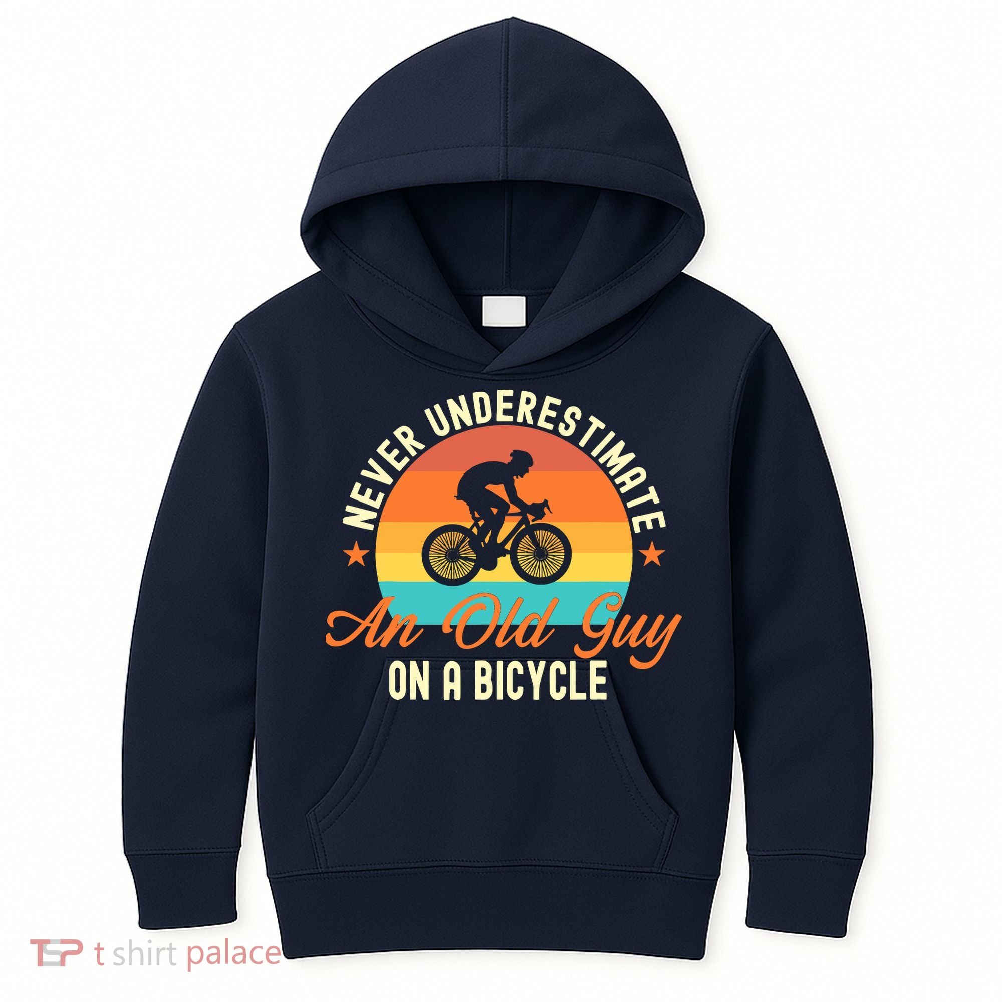 Never Underestimate An Old Guy On A Bicycle Cycling Kids Hoodie
